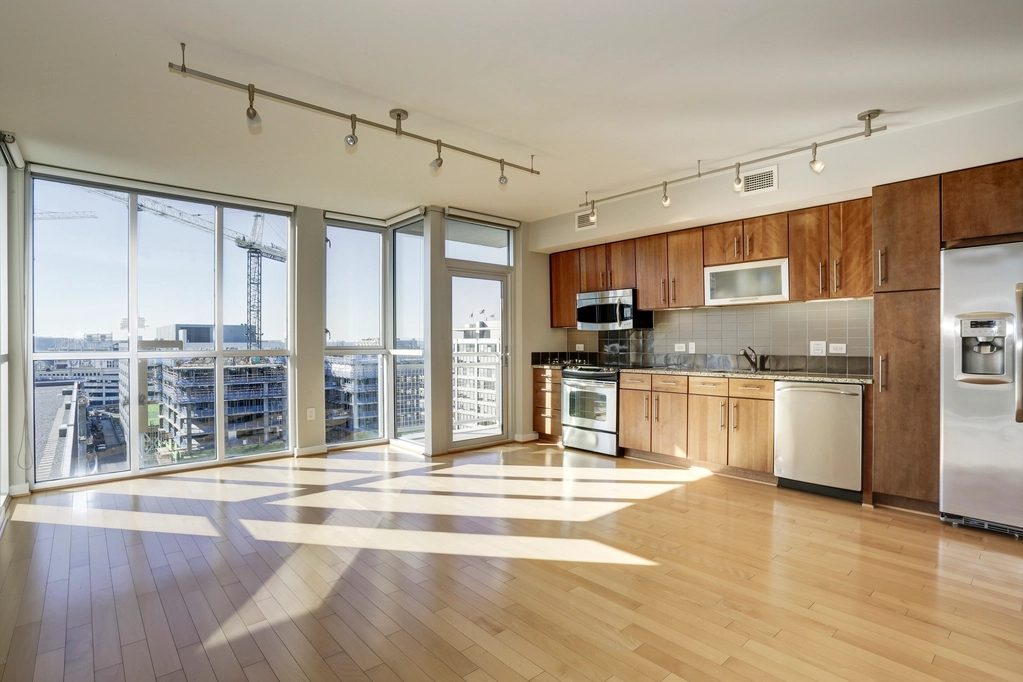 Living room, photographed unfurnished