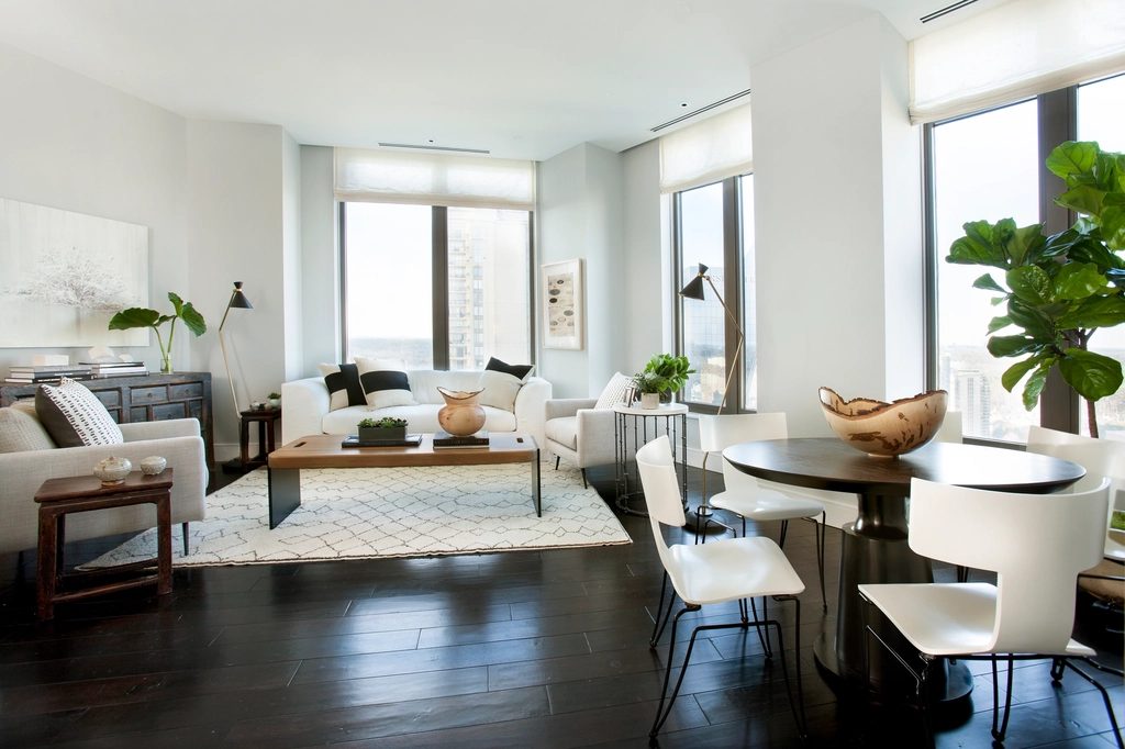 Living room, photographed unfurnished